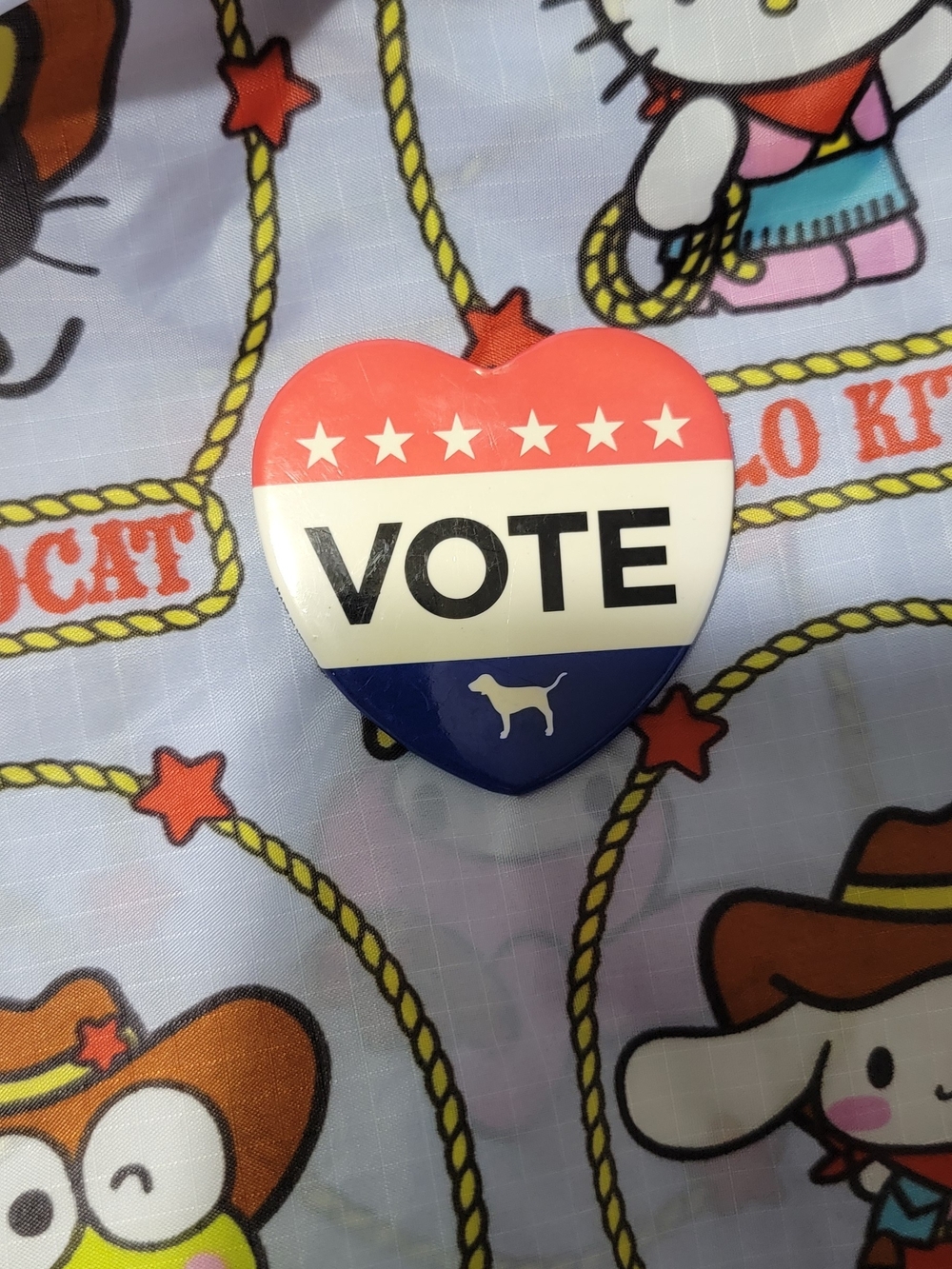 PINK Victoria's Secret Red White Blue Heart "VOTE" Pin